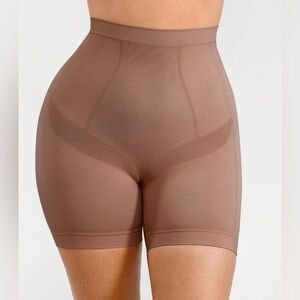 High-Waisted Brown Shapewear Shorts